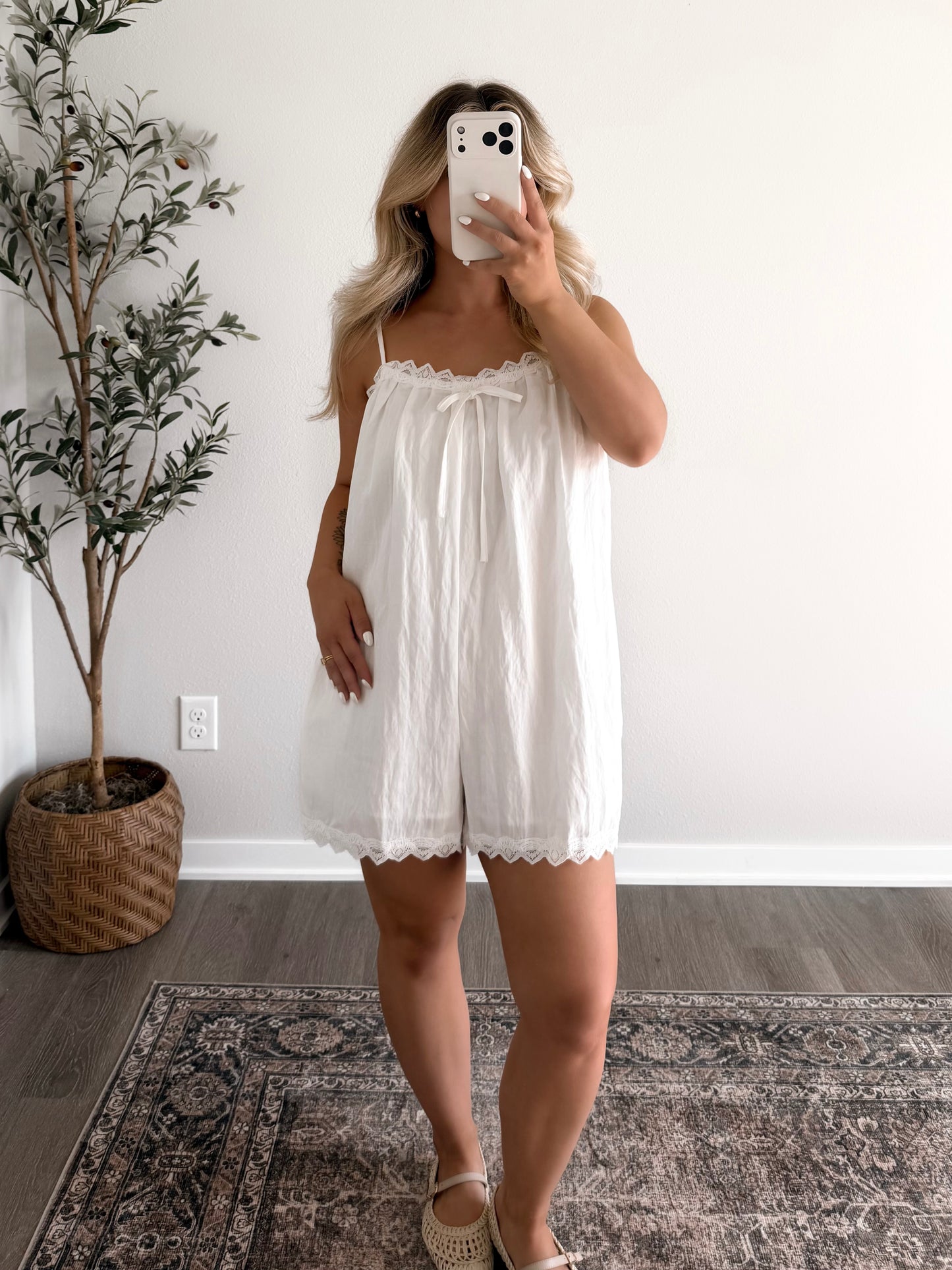 Fleurine Babydoll Romper / White