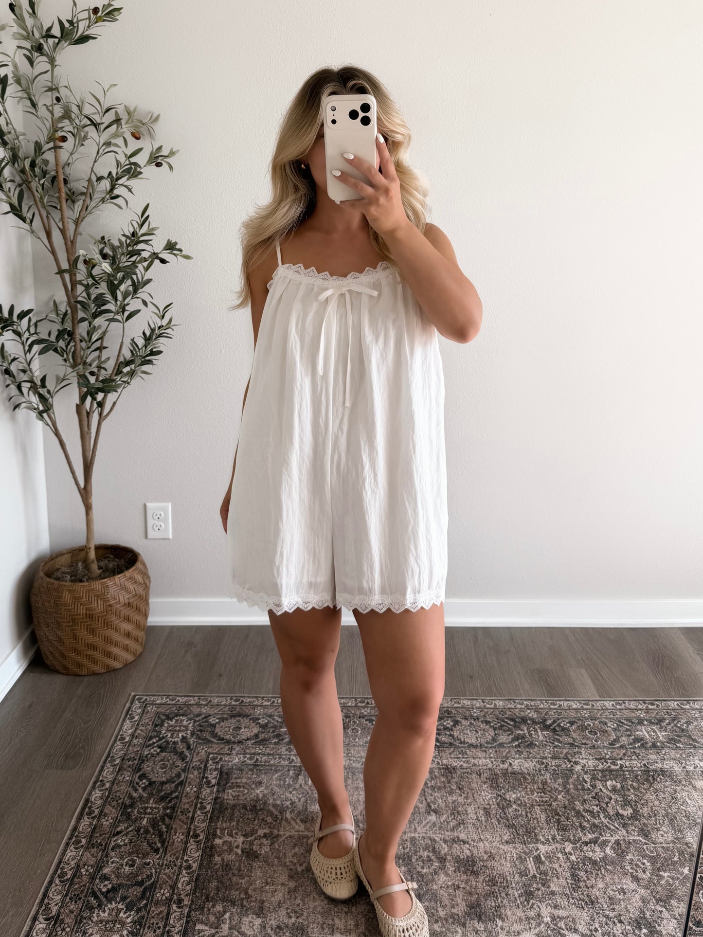 Fleurine Babydoll Romper / White