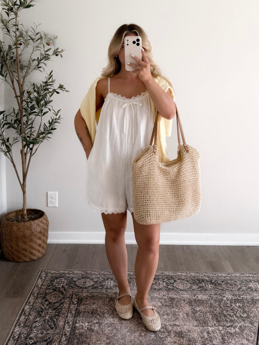 Fleurine Babydoll Romper / White