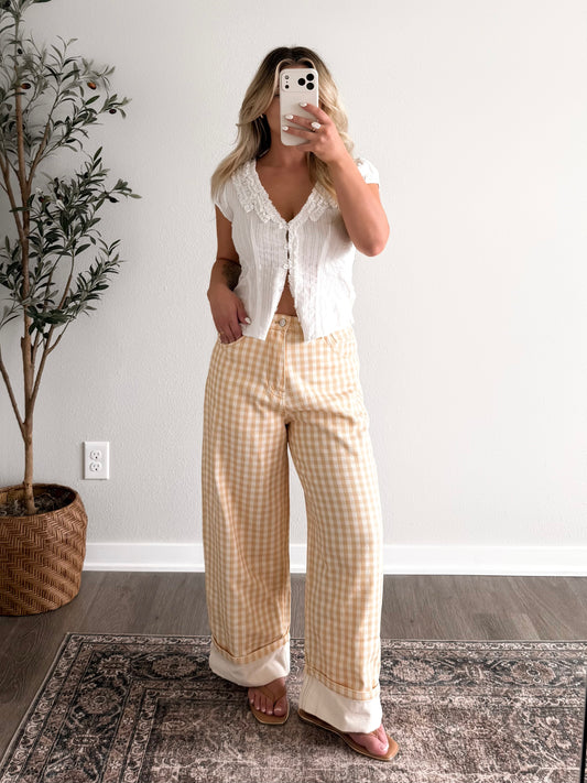 Honey Butter Gingham Pant