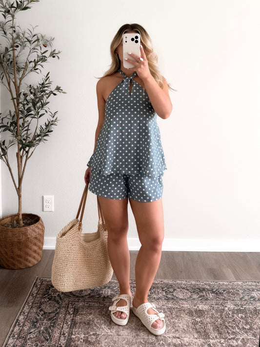 Dotty Gal Halter Short Set