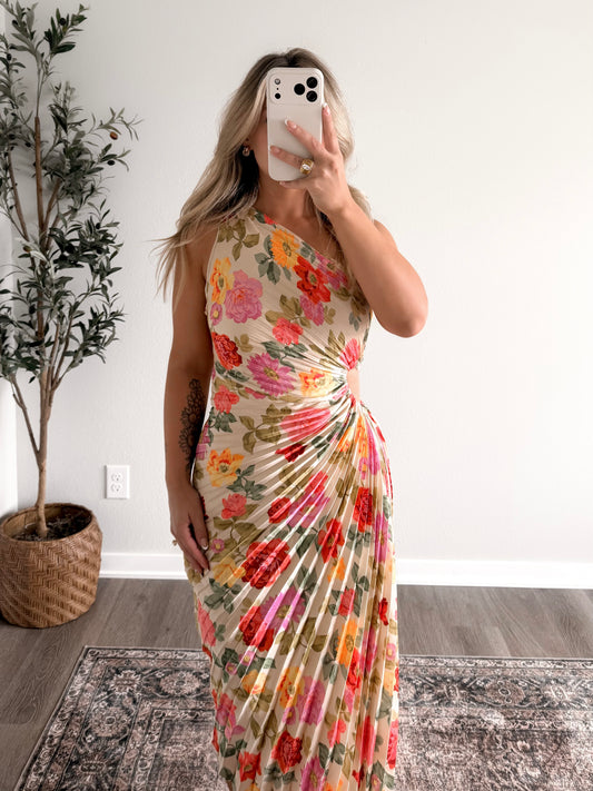 Florence Floral One Shoulder Derss