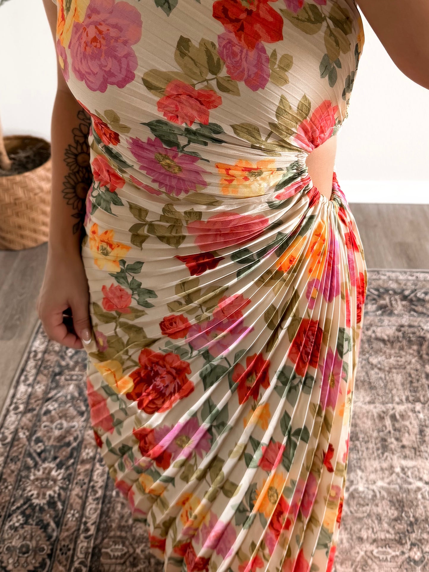 Florence Floral One Shoulder Derss
