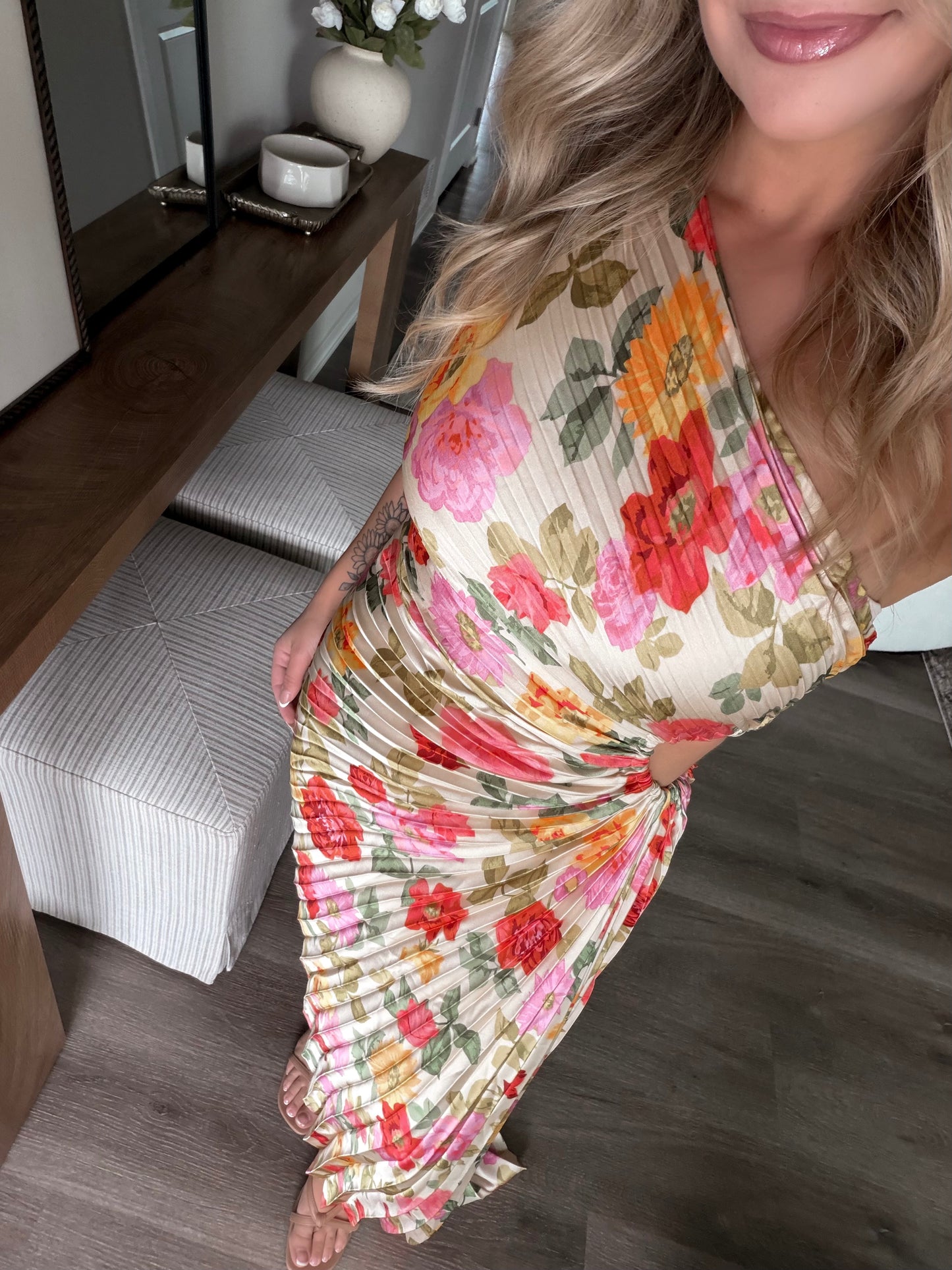 Florence Floral One Shoulder Derss