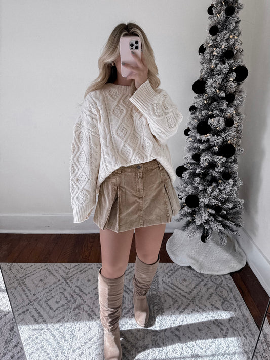 Chunky Oversized Knit Cream Sweater