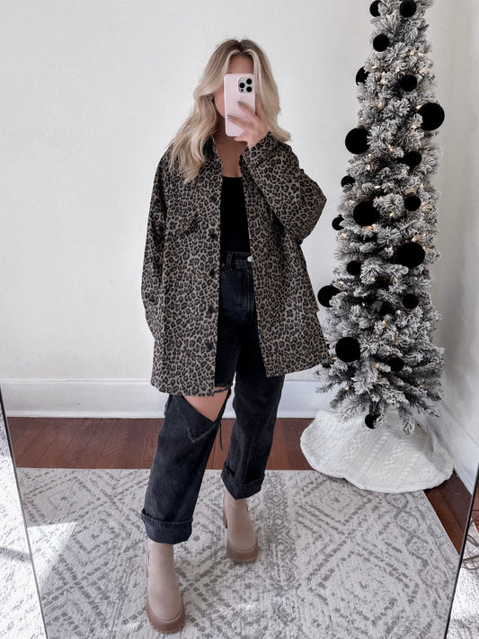 Wild Life Leopard Oversize Button Down