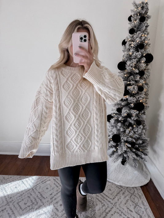 Chunky Oversized Knit Cream Sweater