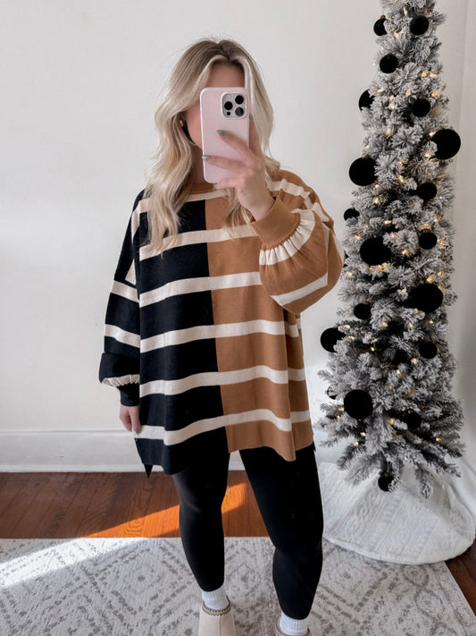 Shaken Espresso Striped Sweater