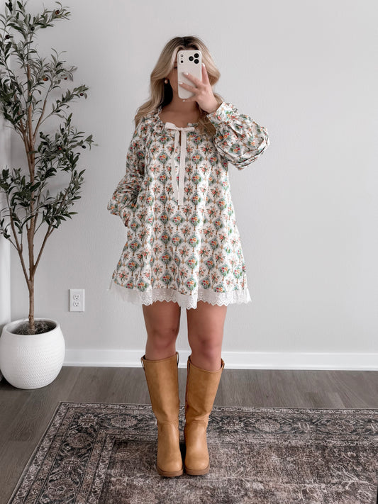 Tea Time Floral Babydoll Dress