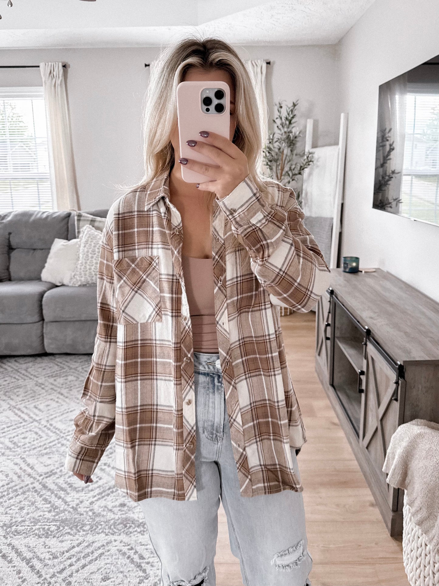 Corn Field Button Down Flannel / Taupe