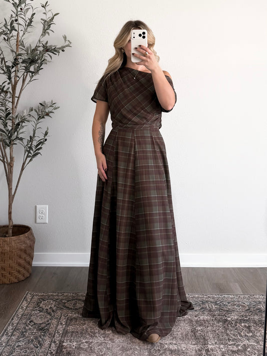 Autumn Society Plaid Skirt Set