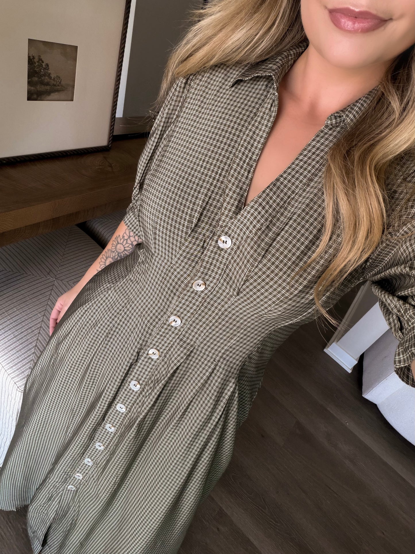 Pear Cider Gingham Maxi Dress