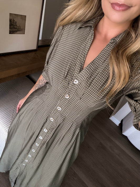 Pear Cider Gingham Maxi Dress