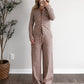 Cocoa Club Stripe Lounge Set / Rust Brown (Restocking 10.26)