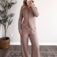 Cocoa Club Stripe Lounge Set / Rust Brown (Restocking 10.26)