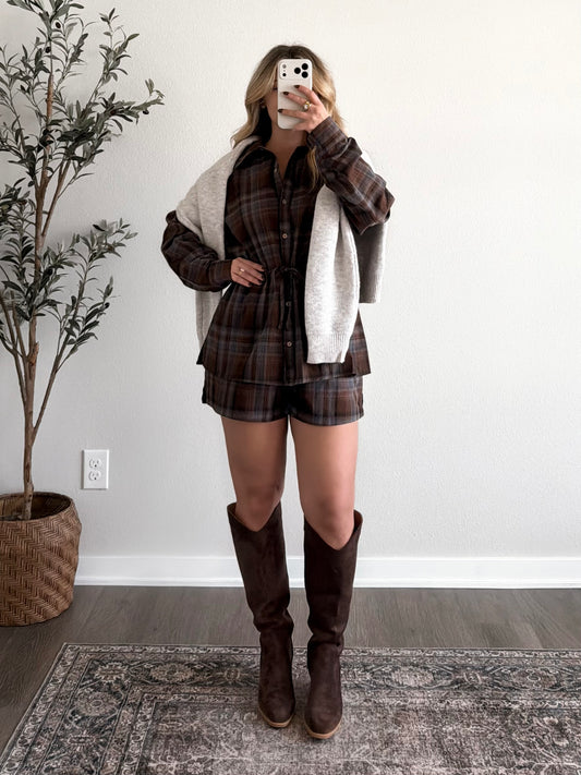 Berkshire Plaid Short Set / Brown Blue
