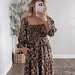 Bonnie Brown Floral Midi Dress