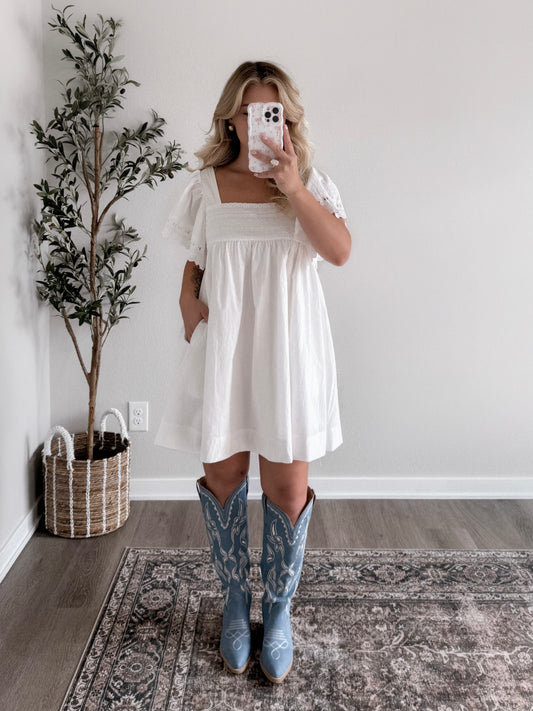 Dolly Eyelet Babydoll Dress (est ship date 8.07)