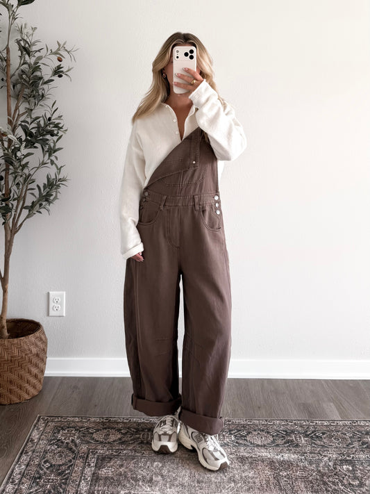 All Fall Barrel Overalls / Cocoa (Restocking Late September)