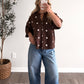 Soft Dot Short Sleeve Sweater / Brown