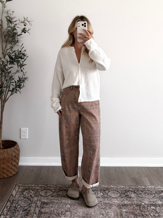 Augie Knit Button Cardigan / Cream (Restocking Mid August)