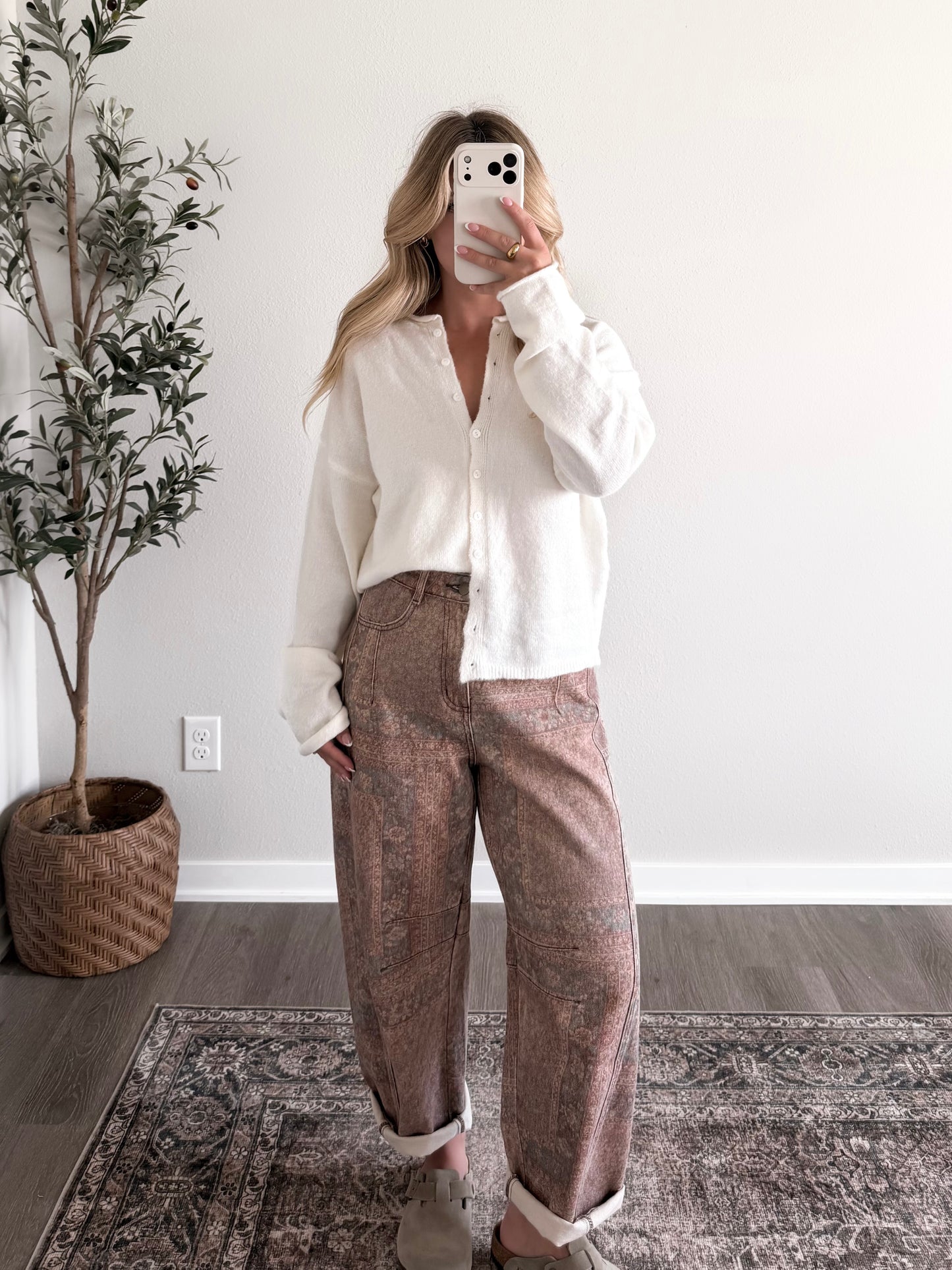 Augie Knit Button Cardigan / Cream (Restocking Mid August)