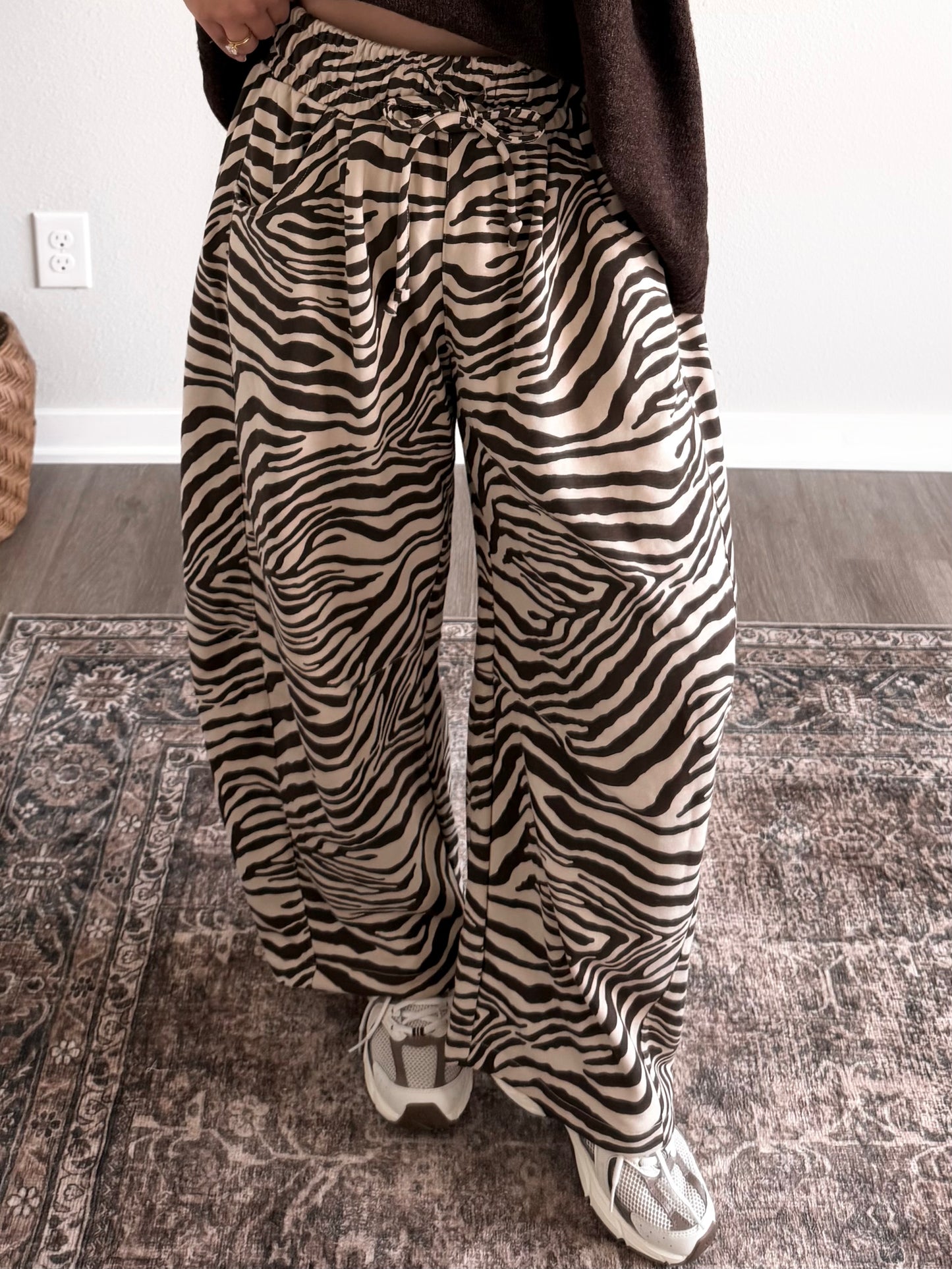 Zebra On Repeat Lounge Barrel Pant (Restocking Early Oct)