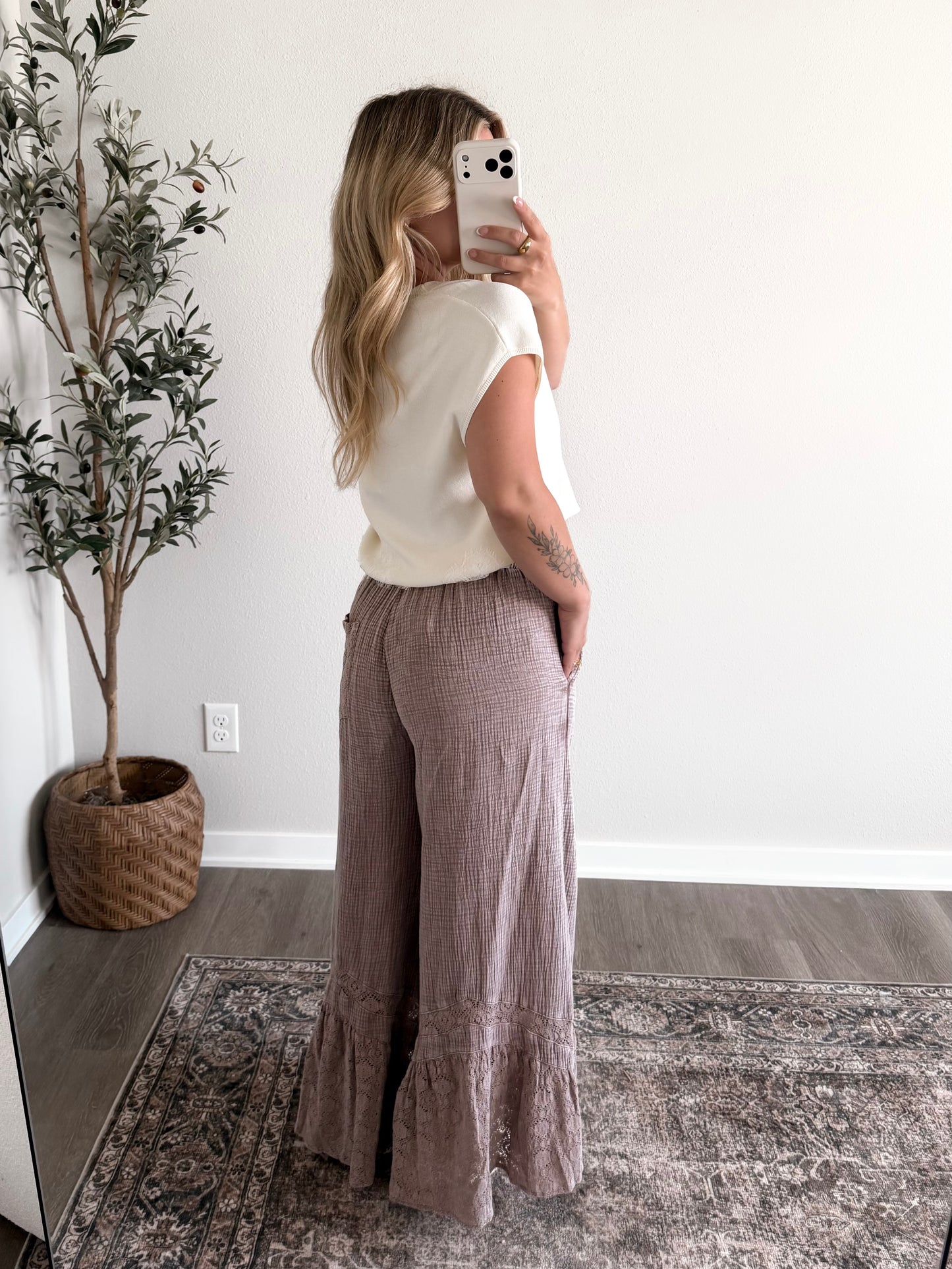 Muted Muse Lace Ruffle Pant