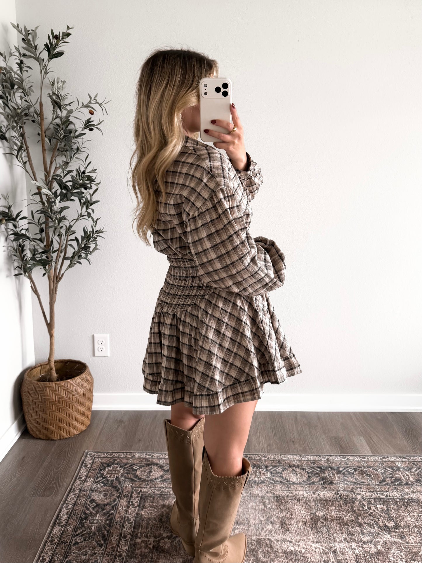Northern Plaid Button Dress