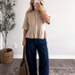 Almond Peplum Knit Sweater