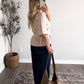 Almond Peplum Knit Sweater
