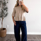 Almond Peplum Knit Sweater