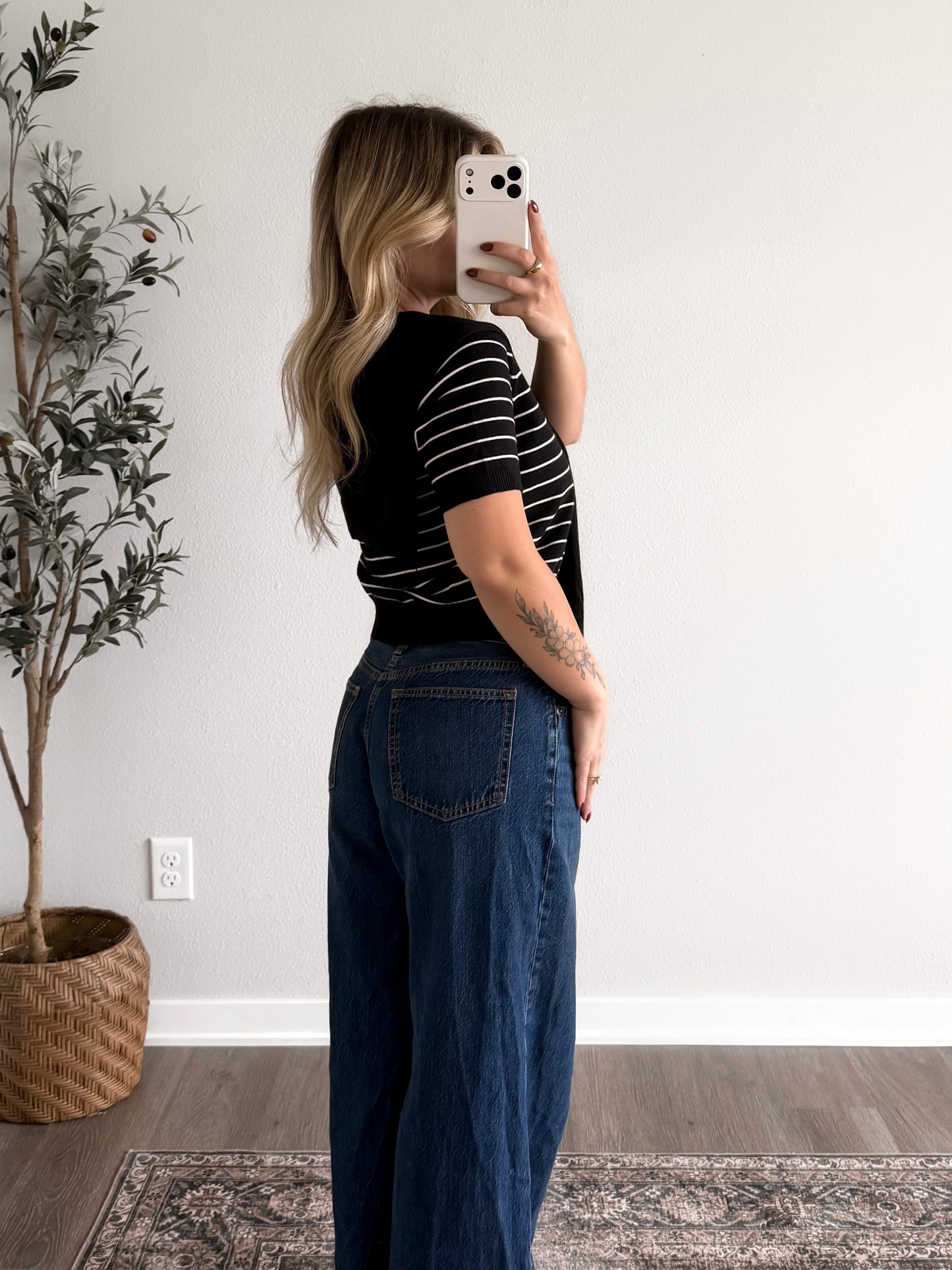 Bayside Striped Knit Top / Black