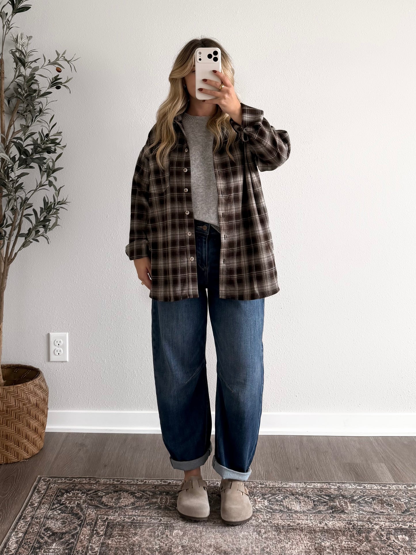 Walnut Plaid Button Down Flannel