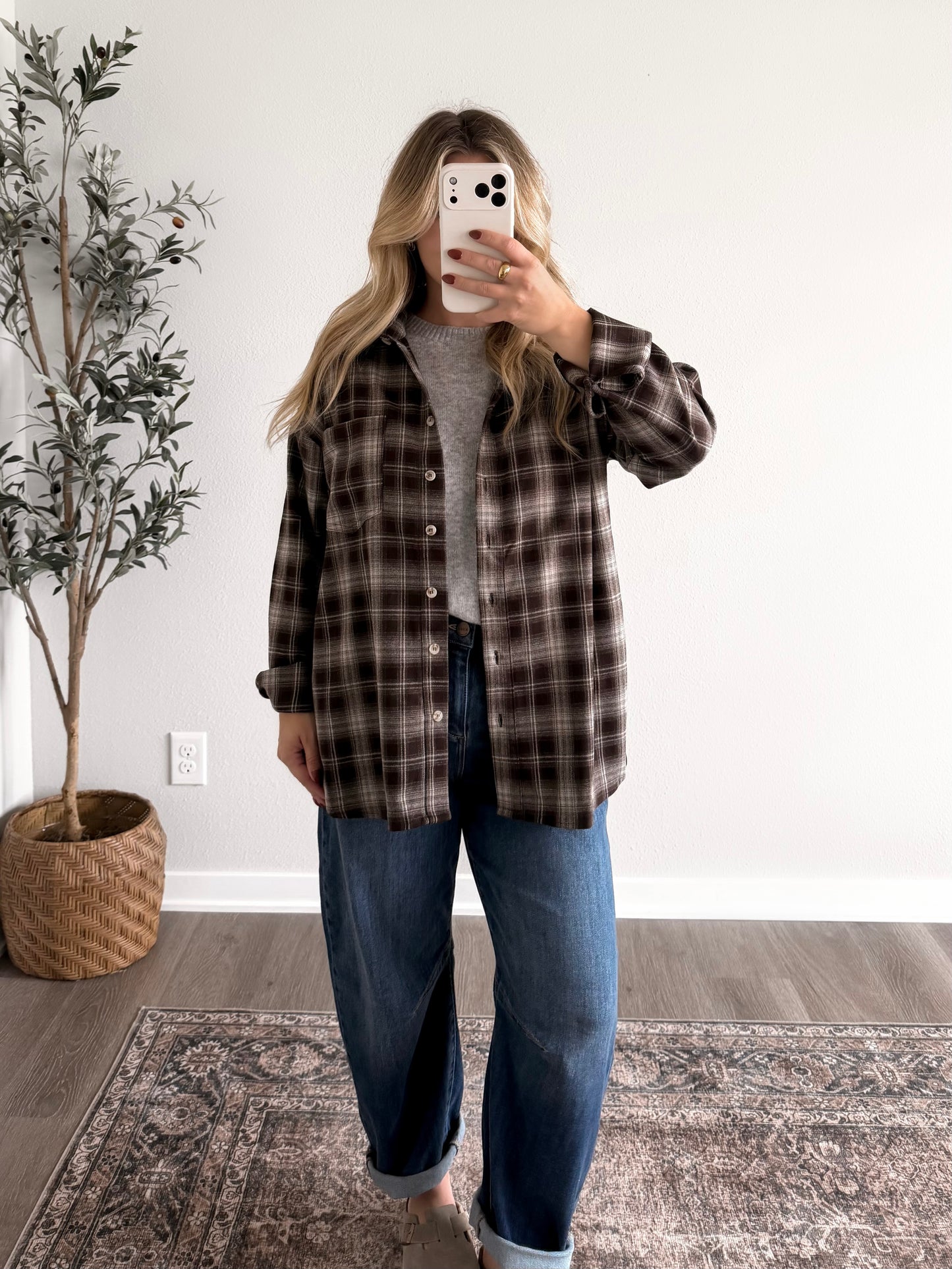 Walnut Plaid Button Down Flannel