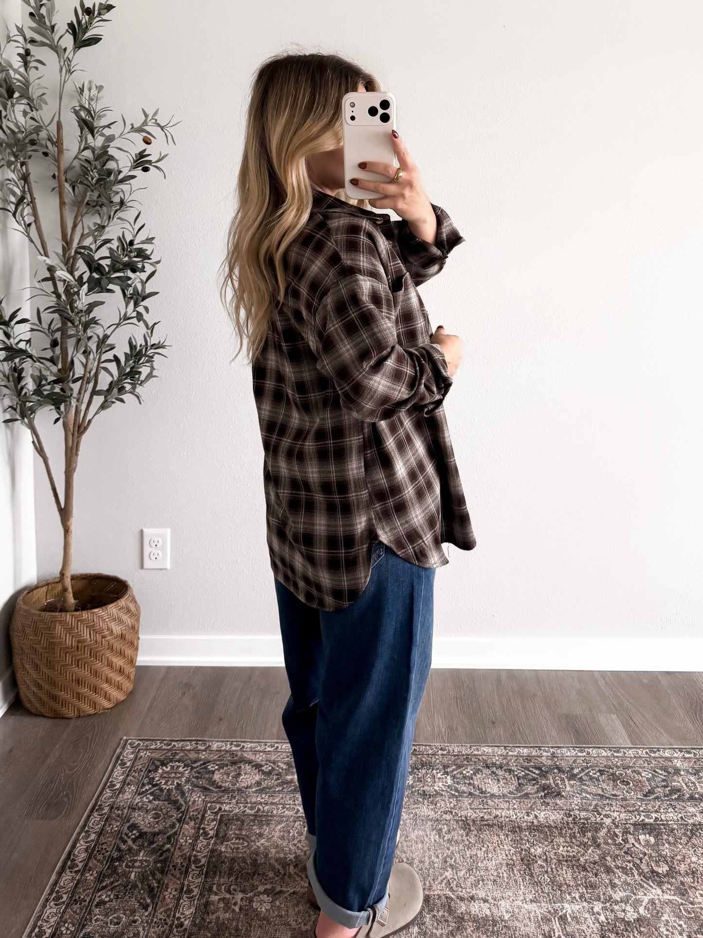 Walnut Plaid Button Down Flannel