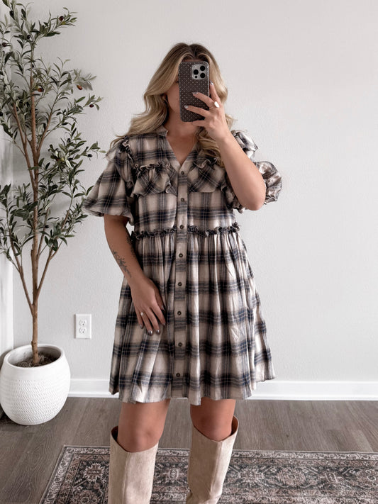 Autumn Crisp Plaid Dress