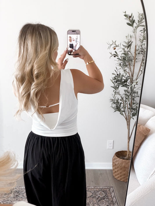 Bare Drape Back Top / White