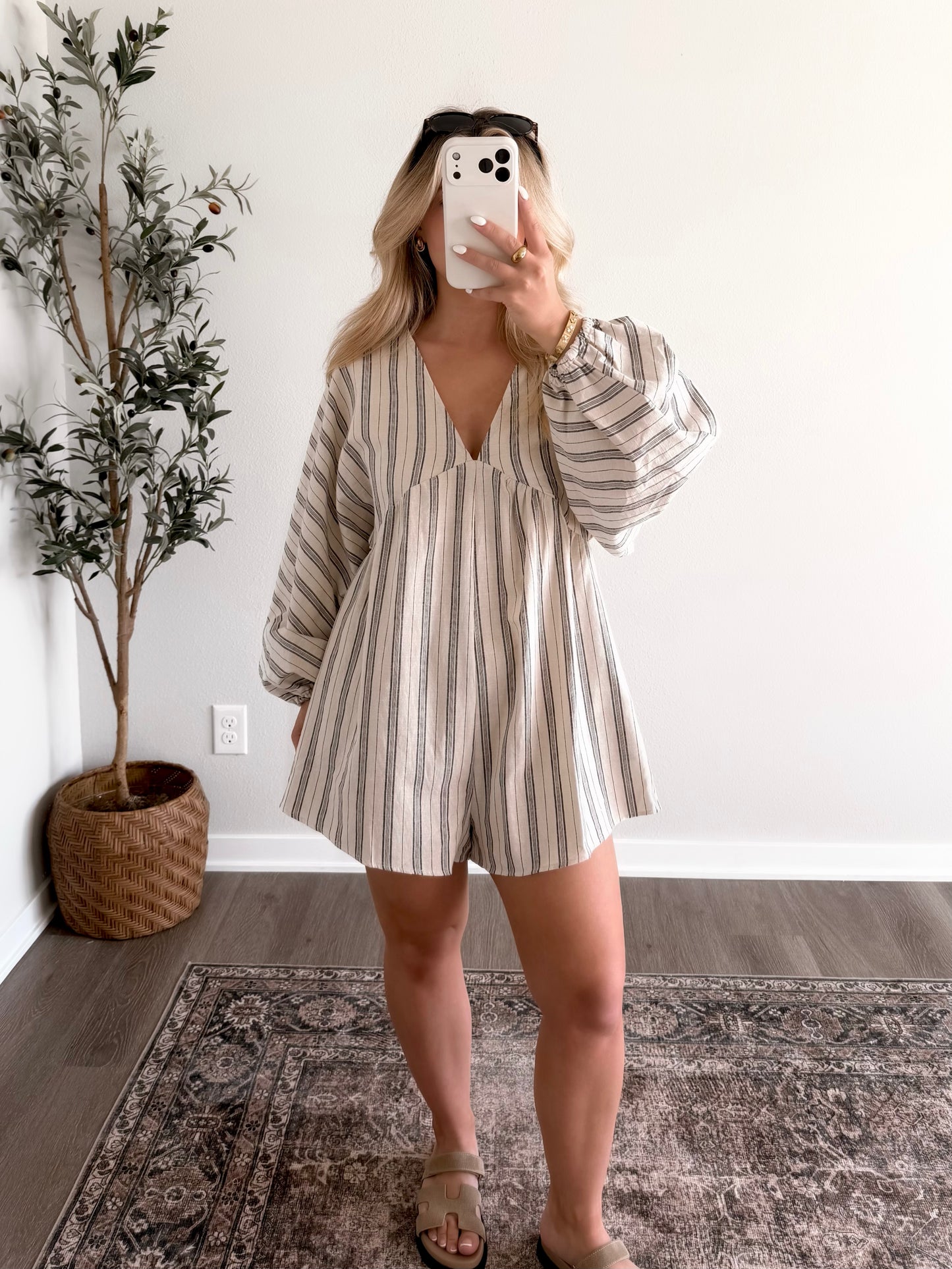 Natural Muse Striped Romper