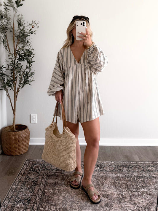 Natural Muse Striped Romper (Restocking 6.01)