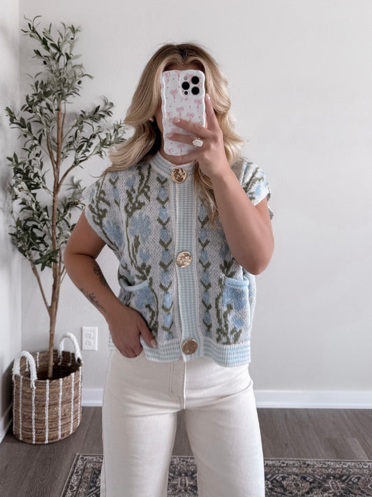 Belle Floral Knit Sweater Vest