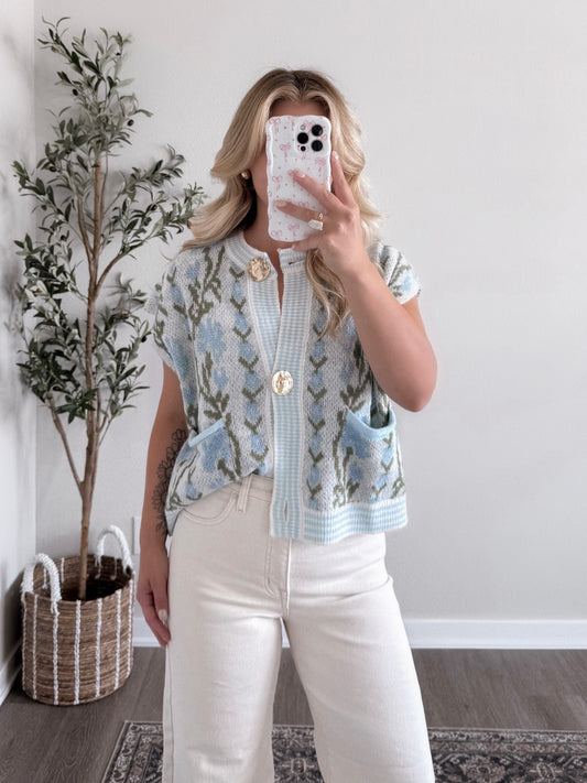 Belle Floral Knit Sweater Vest