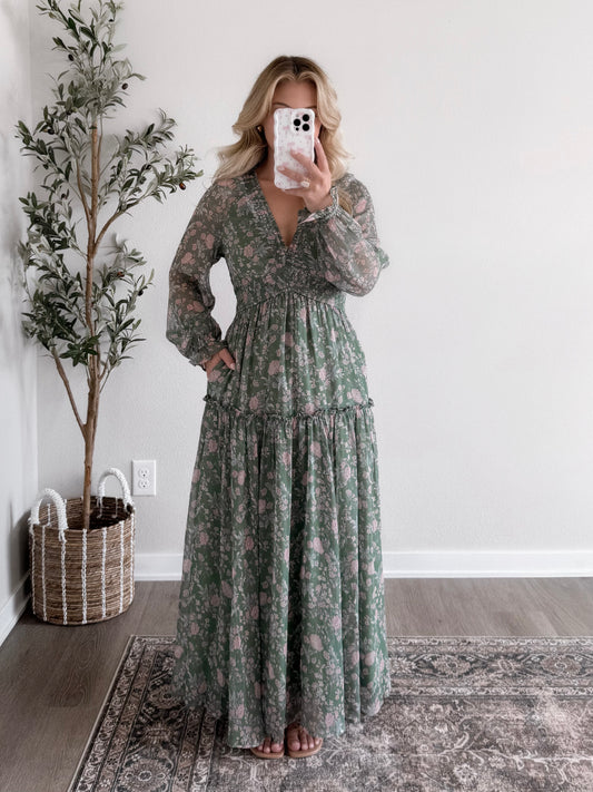 Eucalyptus Floral Maxi Dress