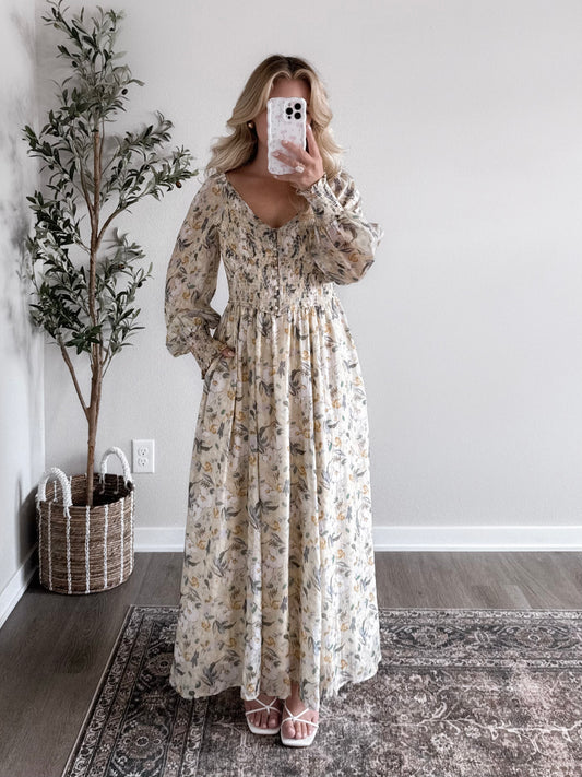 Fall Meadow Floral Maxi Dress