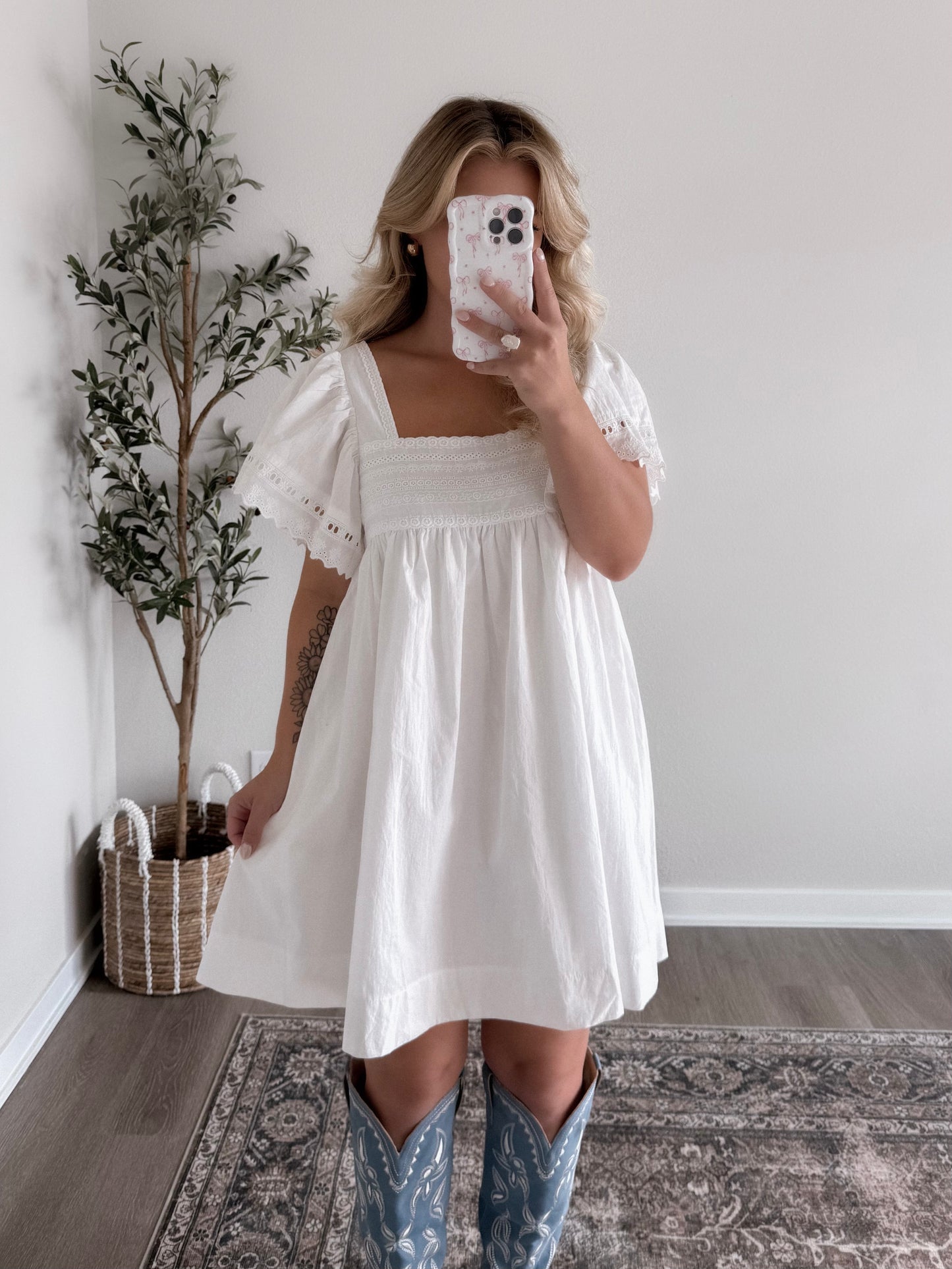 Dolly Eyelet Babydoll Dress (est ship date 8.07)