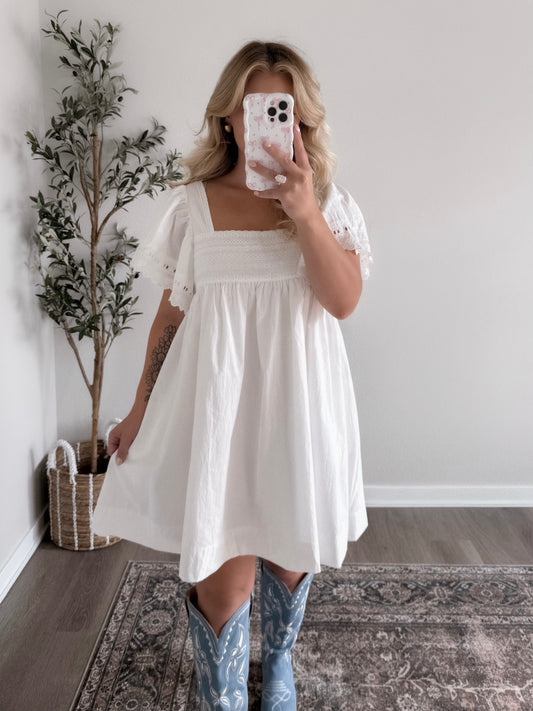 Dolly Eyelet Babydoll Dress (est ship date 8.07)