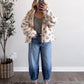 Honey Bear Floral Sherpa Jacket / Blush Cream