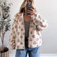Honey Bear Floral Sherpa Jacket / Blush Cream