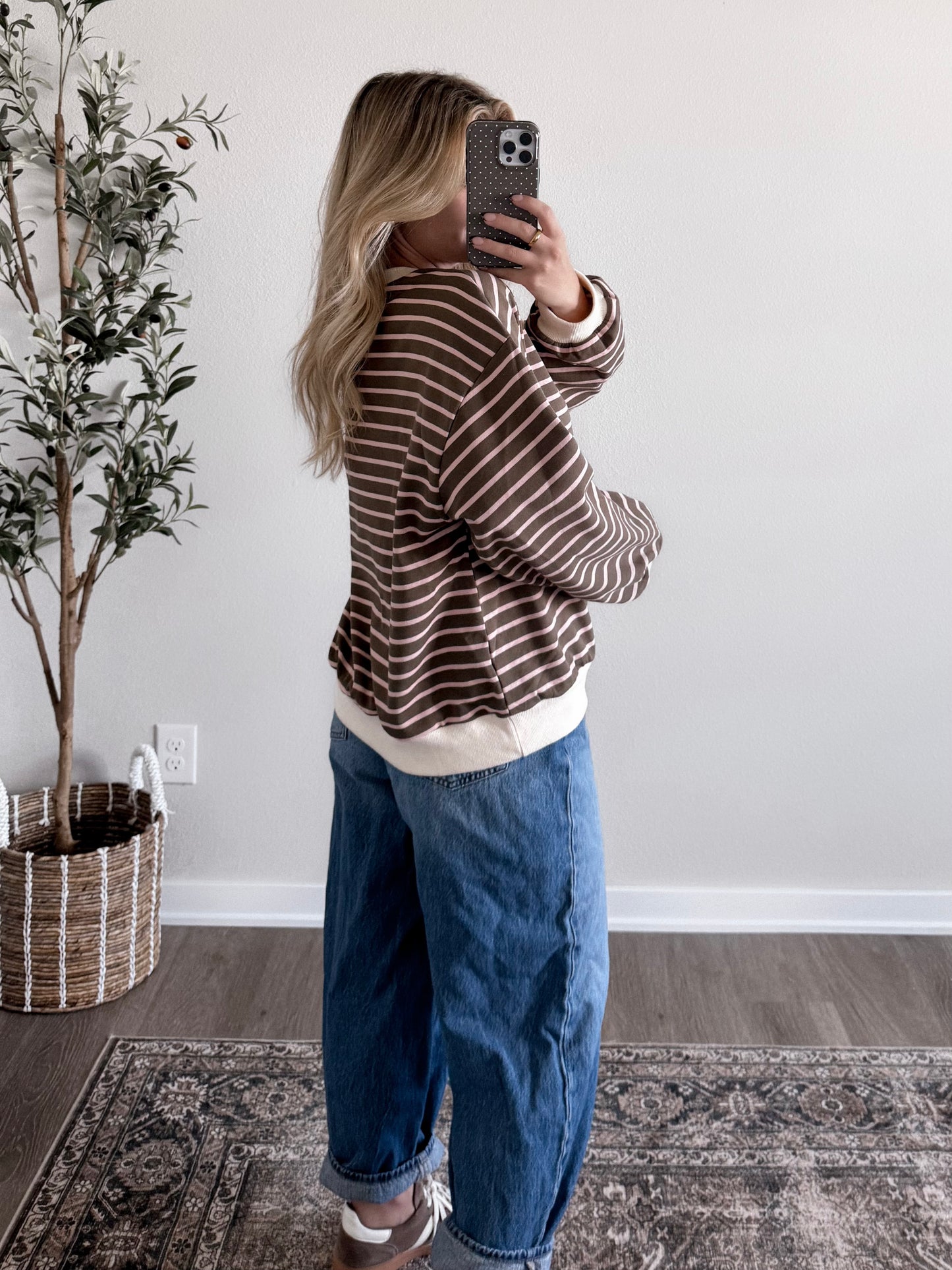 Coffee Club Striped Pullover
