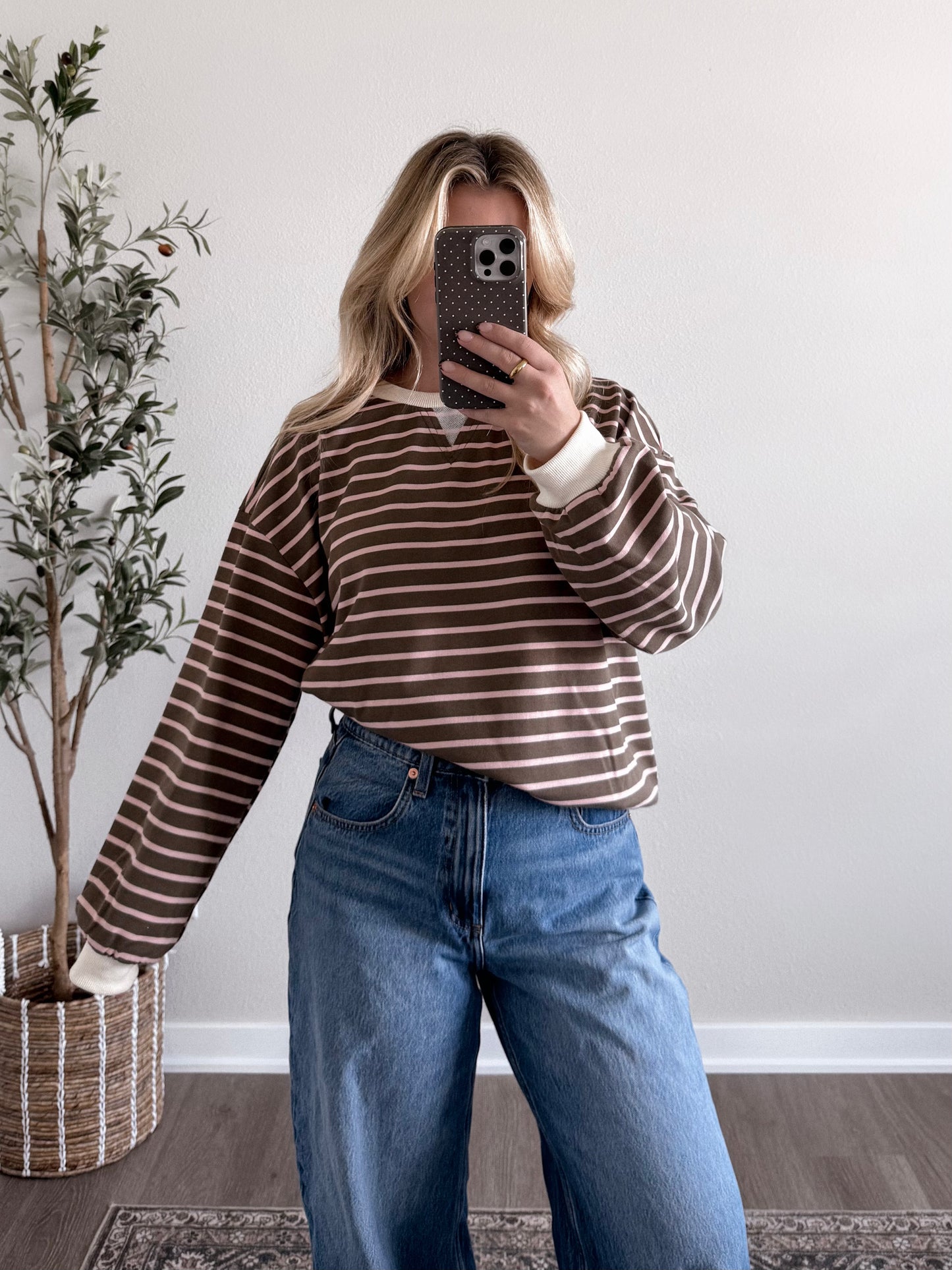 Coffee Club Striped Pullover